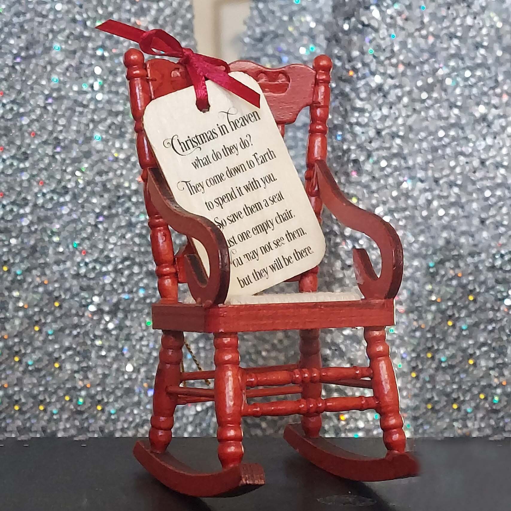 Wooden Rocking Chair, Christmas in Heaven Ornament Memorial Handreamy