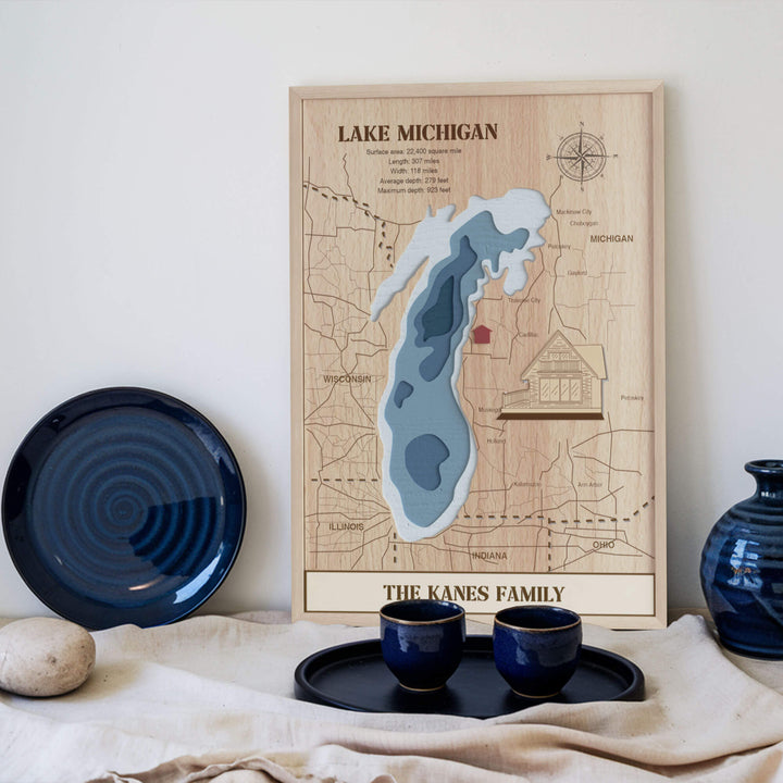 Custom lake map, wood topographic lake maps, lake House Gift, Housewarming Gift, wooden lake map, topo lake map