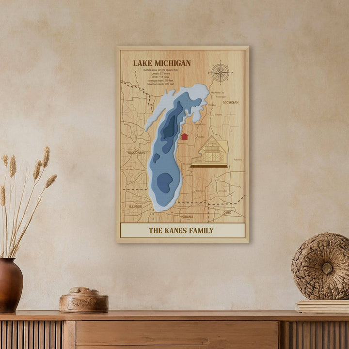 Custom lake map, wood topographic lake maps, lake House Gift, Housewarming Gift, wooden lake map, topo lake map