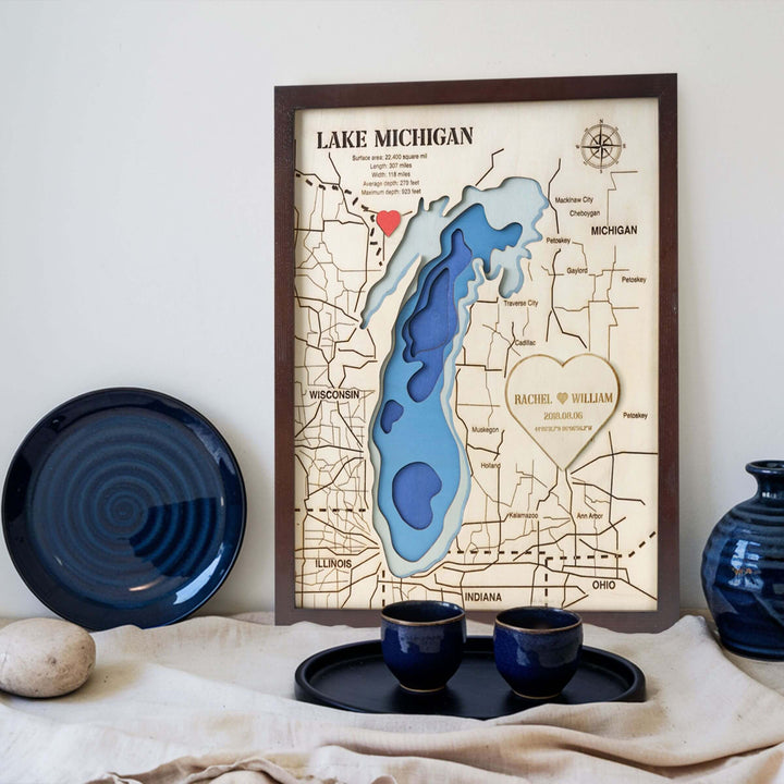 wood topographic lake maps, topo lake map, wooden lake map, custom lake map