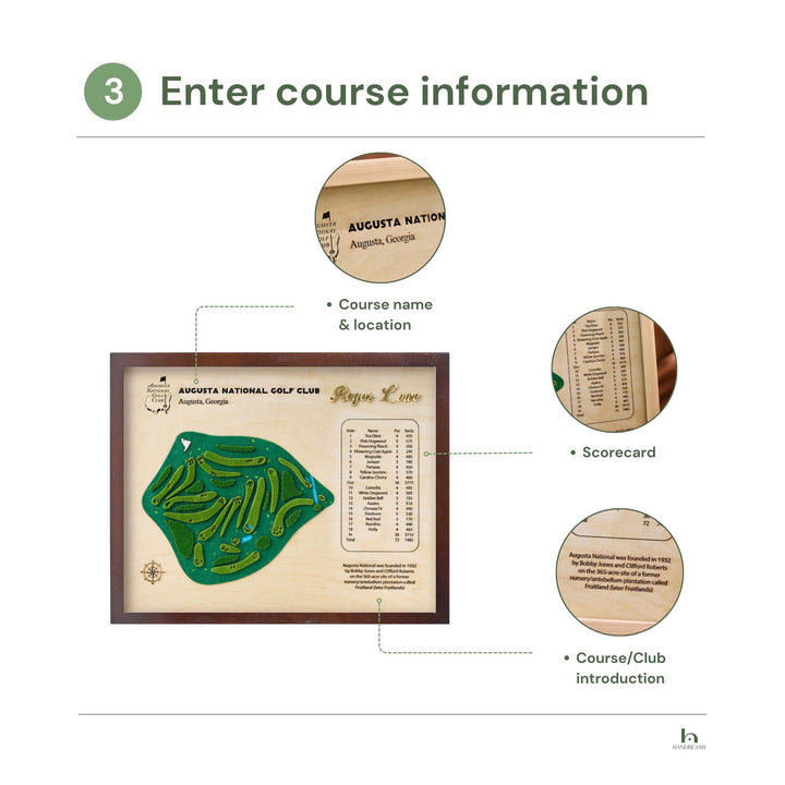 wooden golf course map, custom golf course map