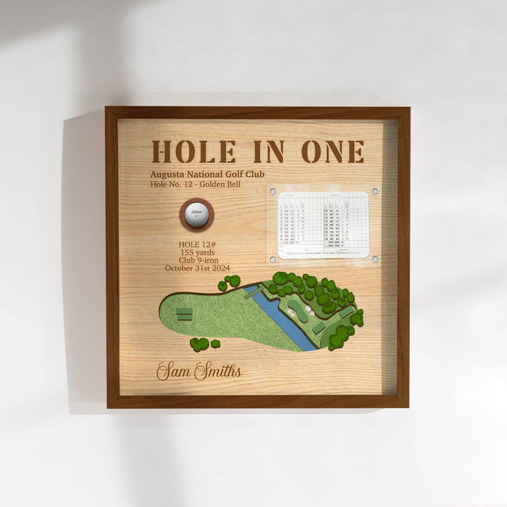 personalized hole in one display with scorecard