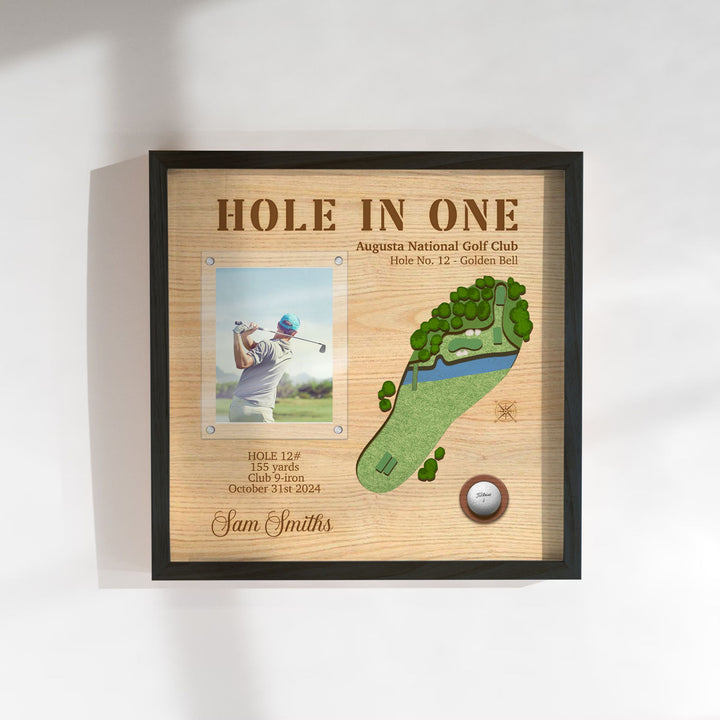 personalized hole in one display with picture