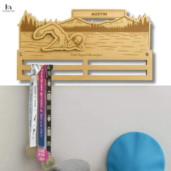 Personalized Swimming Medal Hanger with Name
