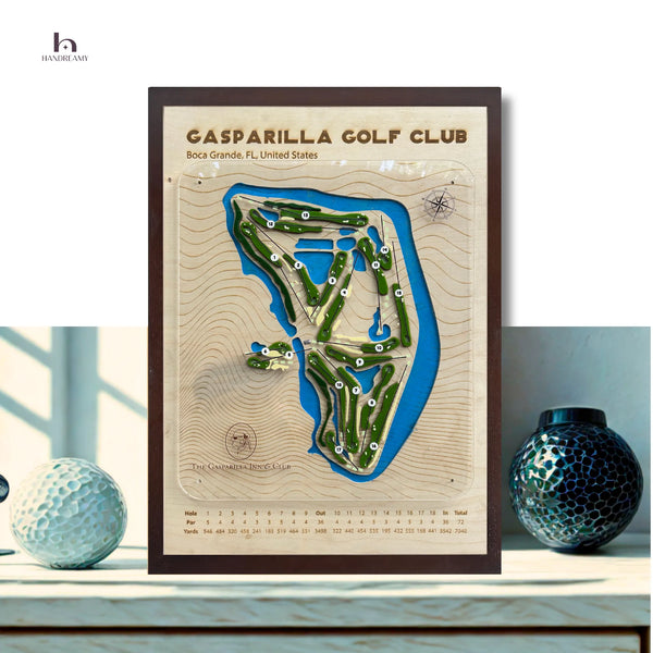Personalized Detailed Golf Course Map with Mica cover