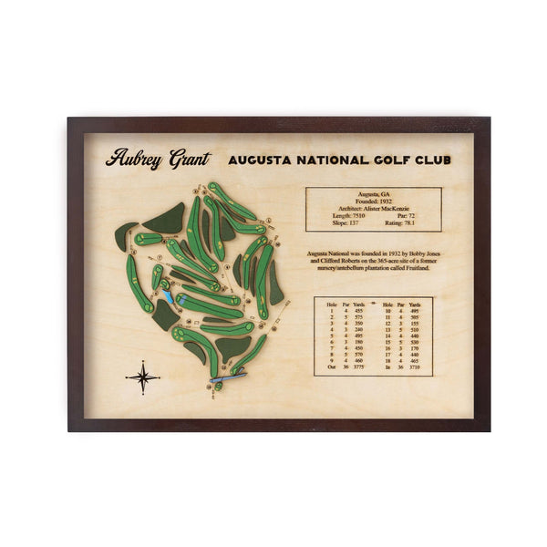 wooden golf course map, custom golf course map