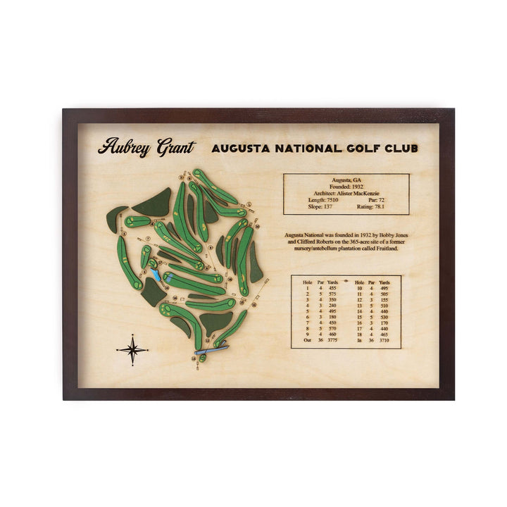 wooden golf course map, custom golf course map