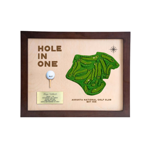 hole in one plaque, hole in one golf course map, hole in display