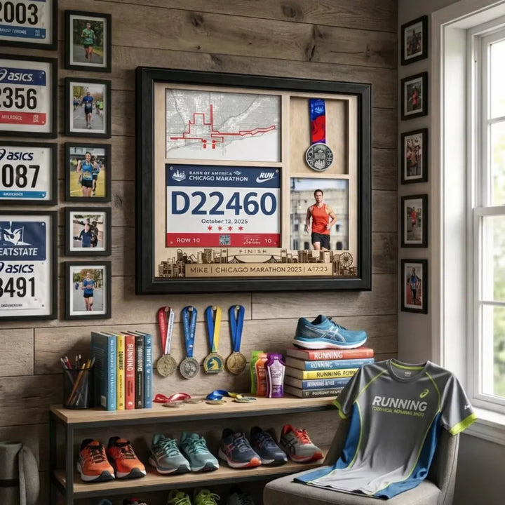 Chicago Marathon Shadow Box Display | Gift for Marathon Runners – Handreamy