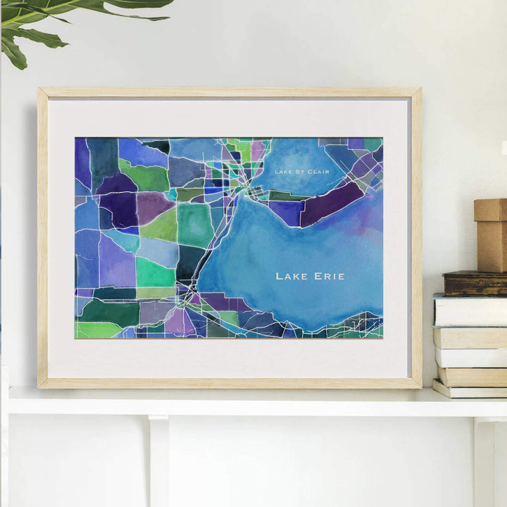 lake map art, lake art, lake painting, lake house decor