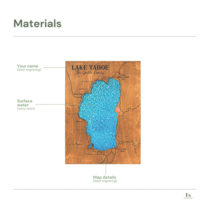 wooden lake map, wood epoxy lake map