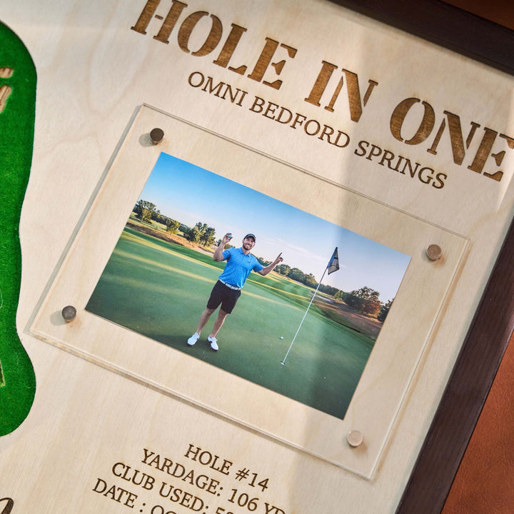 Hole in one display with picture