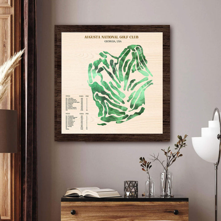 custom golf course map, custom golf maps, wooden golf course map,