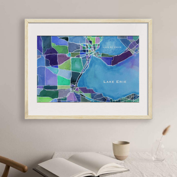 lake map art, lake art, lake painting