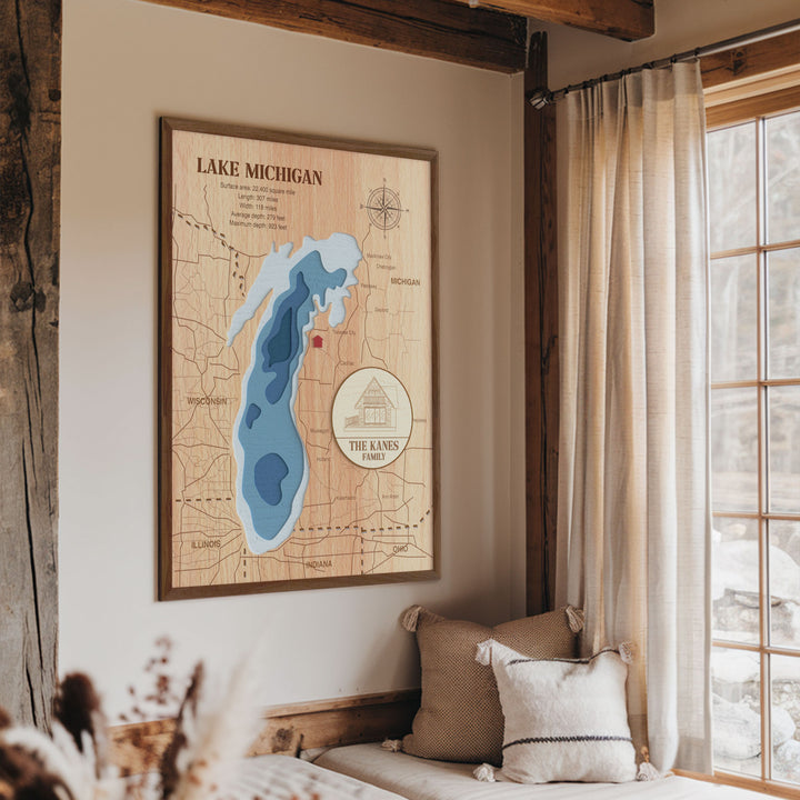 Custom lake map, wood topographic lake maps, lake House Gift, Housewarming Gift, wooden lake map, topo lake map