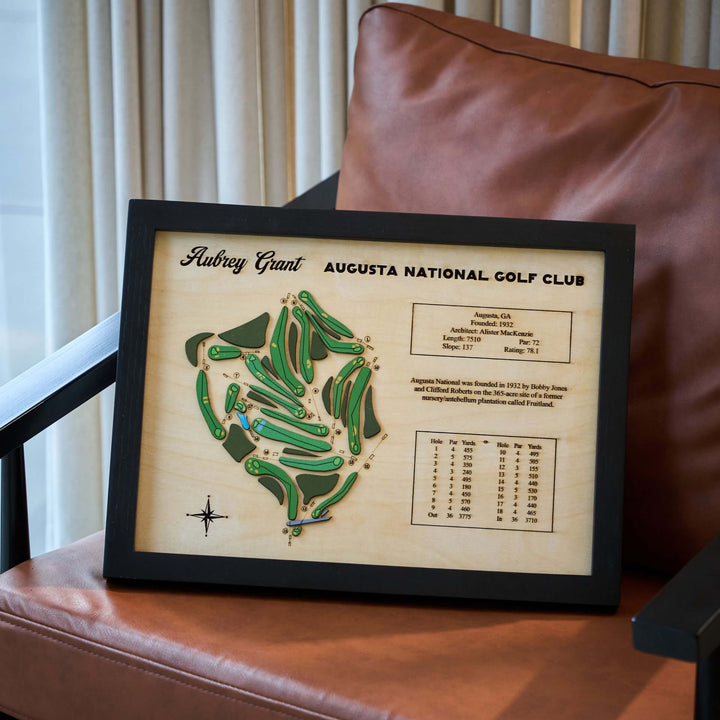 wooden golf course map, custom golf course map