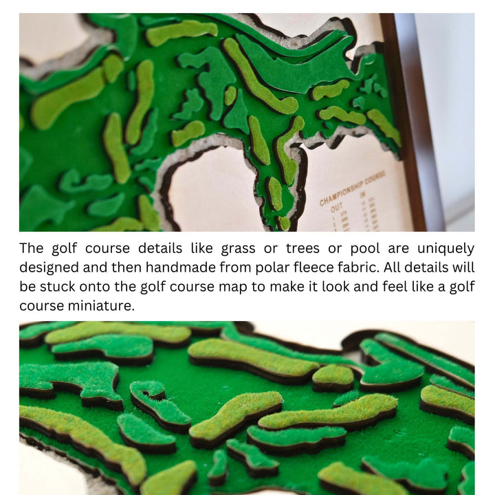 custom golf course map, custom golf maps, wooden golf course map