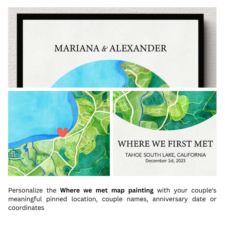 Where we met map painting, map painting, custom map, map art, custom painting, where we map art, where we first map, where we first met map, map gift, anniversary gift