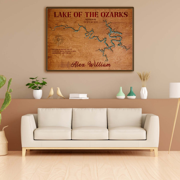 lake of the ozarks wood map,lake of the ozarks art,lake of the ozarks map art,lake of the ozarks map,lake of the ozarks topo map,lake of the ozarks fishing map