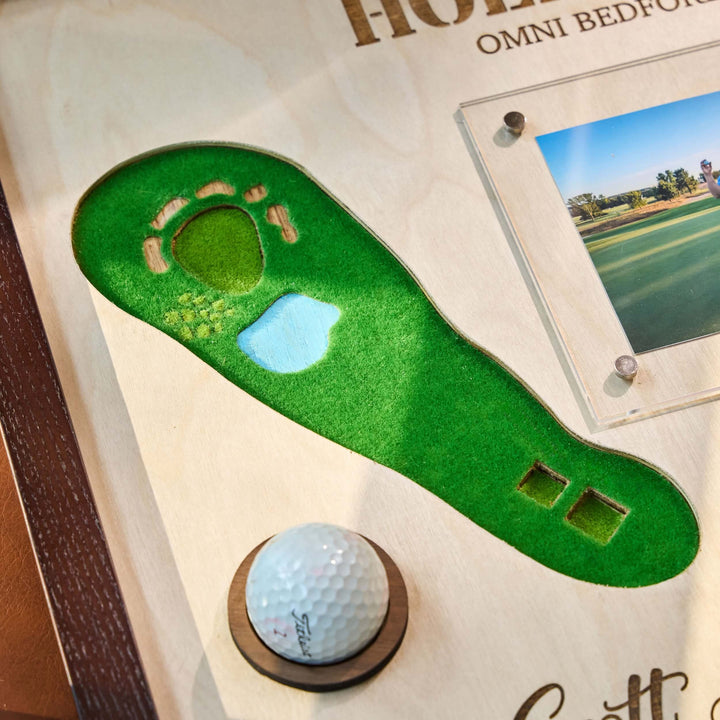 Hole in one display with picture