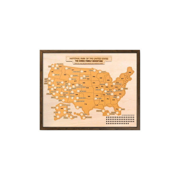 Engraved Custom National Parks Map - National Parks Wall Art