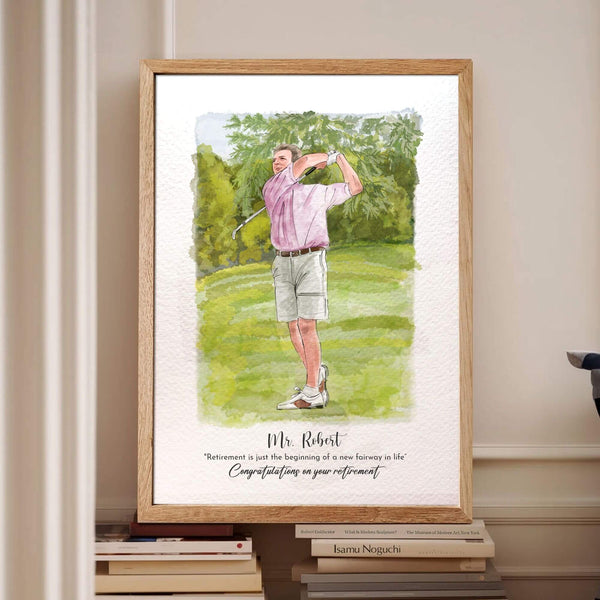 golf portrait painting, golf wall art, golf painting, golf art, golf artwork