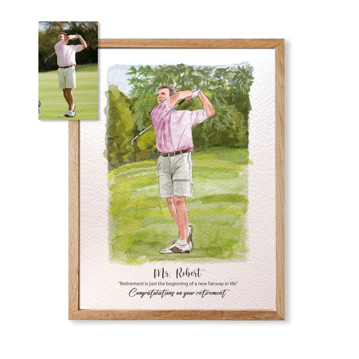 golf portrait painting, golf wall art, golf painting, golf art, golf artwork