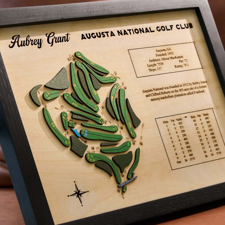 wooden golf course map, custom golf course map