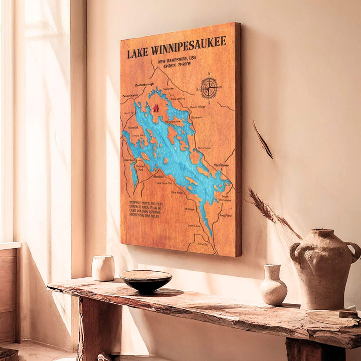 custom lake map, wooden lake map, lake map art, lake house gift, lake wall art, lake house decor