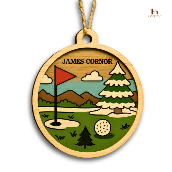 Personalized Wooden Golf Ornament