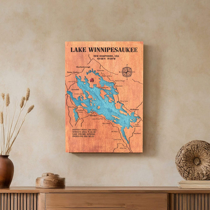 custom lake map, wooden lake map, lake map art, lake house gift, lake wall art, lake house decor