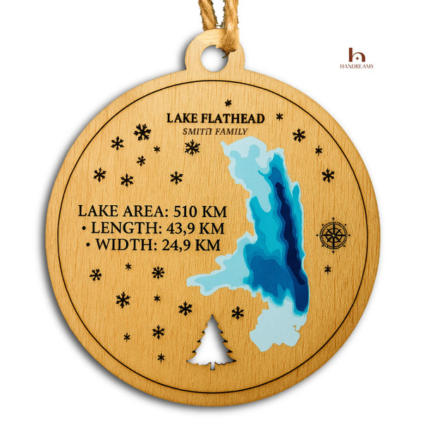 Personalized Lake Map Christmas Ornament