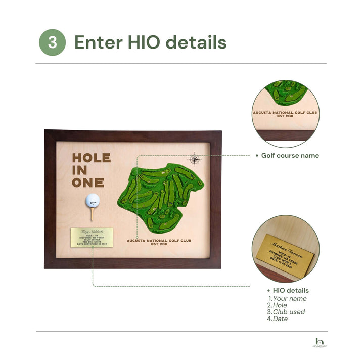 hole in one plaque, hole in one golf course map, hole in display