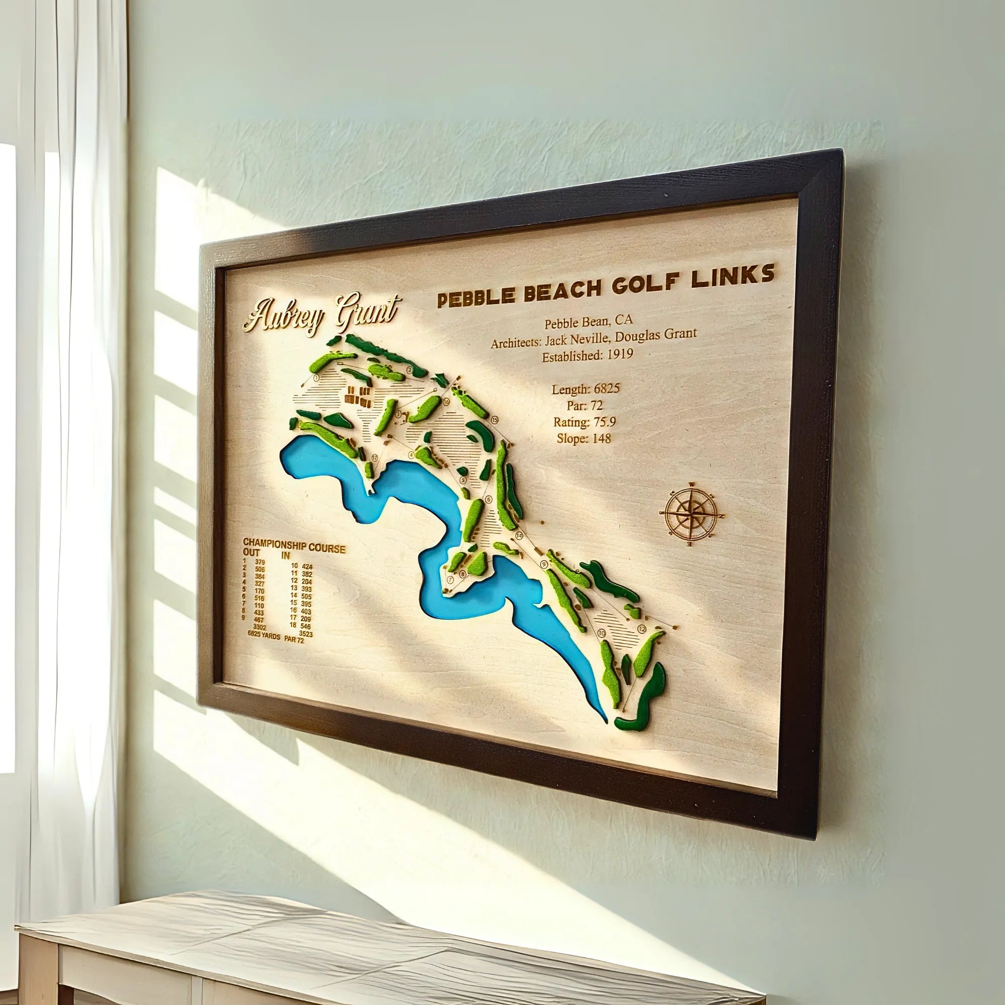 Engraved Custom 3D Wood Golf Course Layout Map | Golf Gifts for Men ...