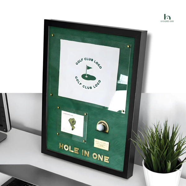 Personalized Hole In One Display with Flag - Golf Memorabilia