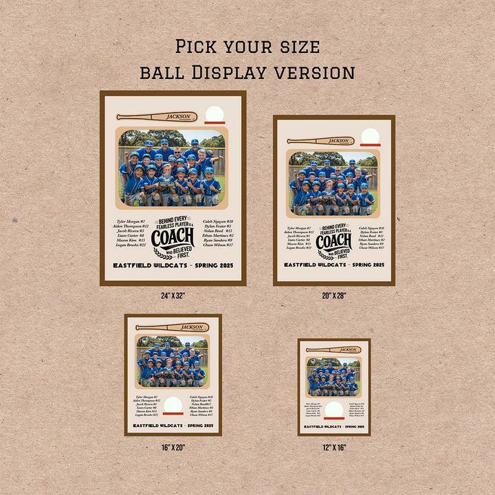 Ball display version with customizable size options on a beige background
