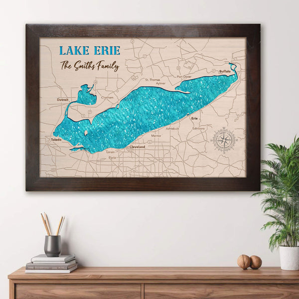 Lake erie wood map