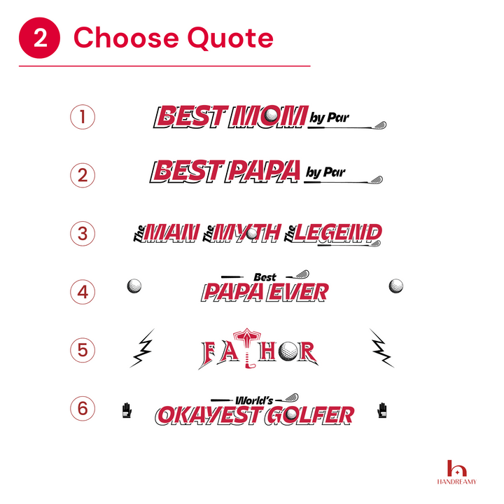 List of golf-themed quotes with corresponding icons on a white background