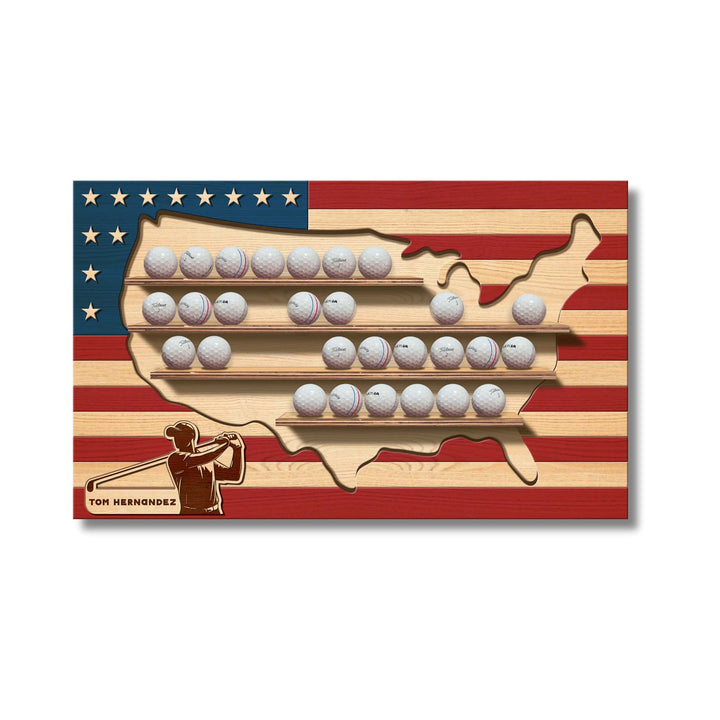 golf ball display, us flag golf ball display