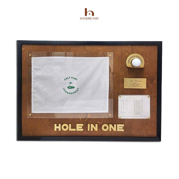 Personalized Hole In One Display with Flag - Golf Memorabilia