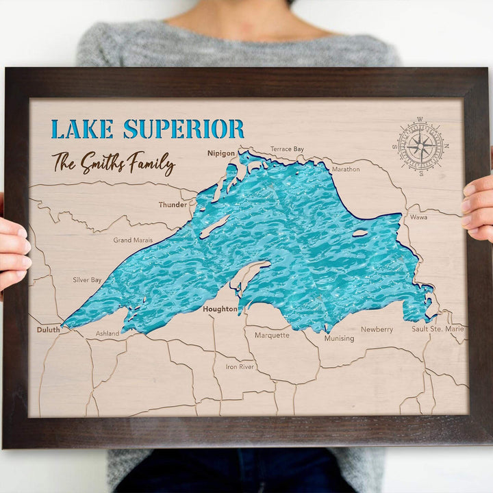 lake superior wood map, lake superior wall art, lake superior framed art, lake superior art, lake superior map, lake superior 3d map