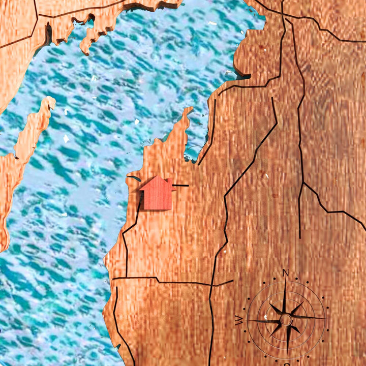 lake michigan wood map, lake michigan map art, lake michigan art, custom lake map, wooden lake map, lake map art, lake house gift, lake wall art, lake house decor