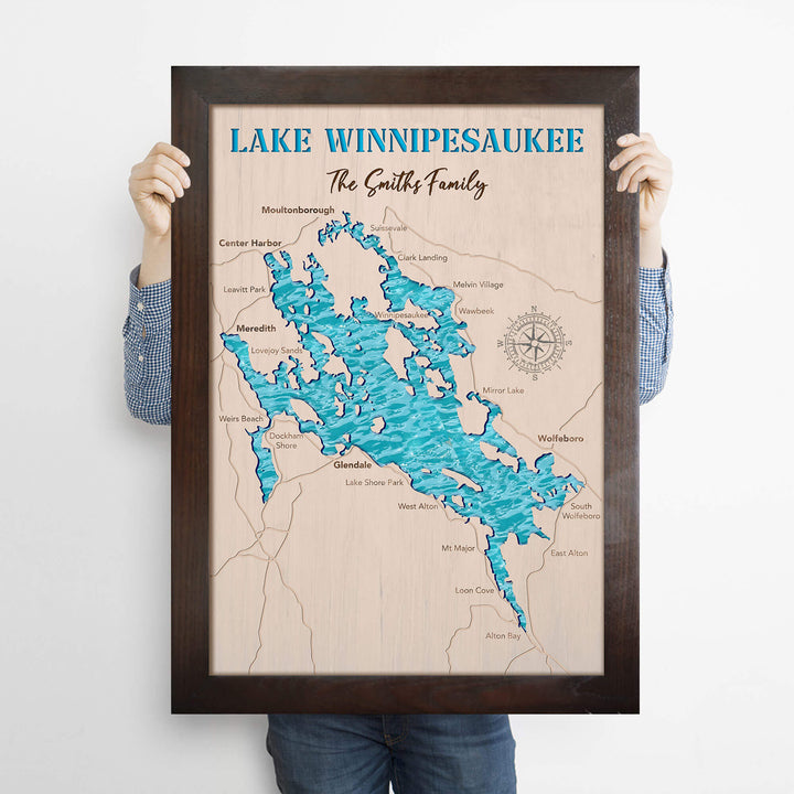 lake winnipesaukee wood map, lake winnipesaukee art, lake winnipesaukee wall art, lake winnipesaukee map, lake winnipesaukee chart