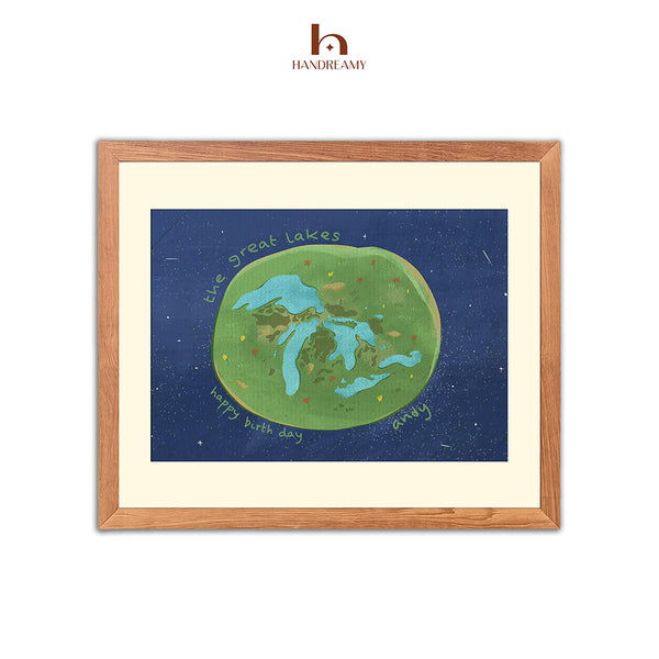 Custom Lake Map Art- Abstract Lake Painting