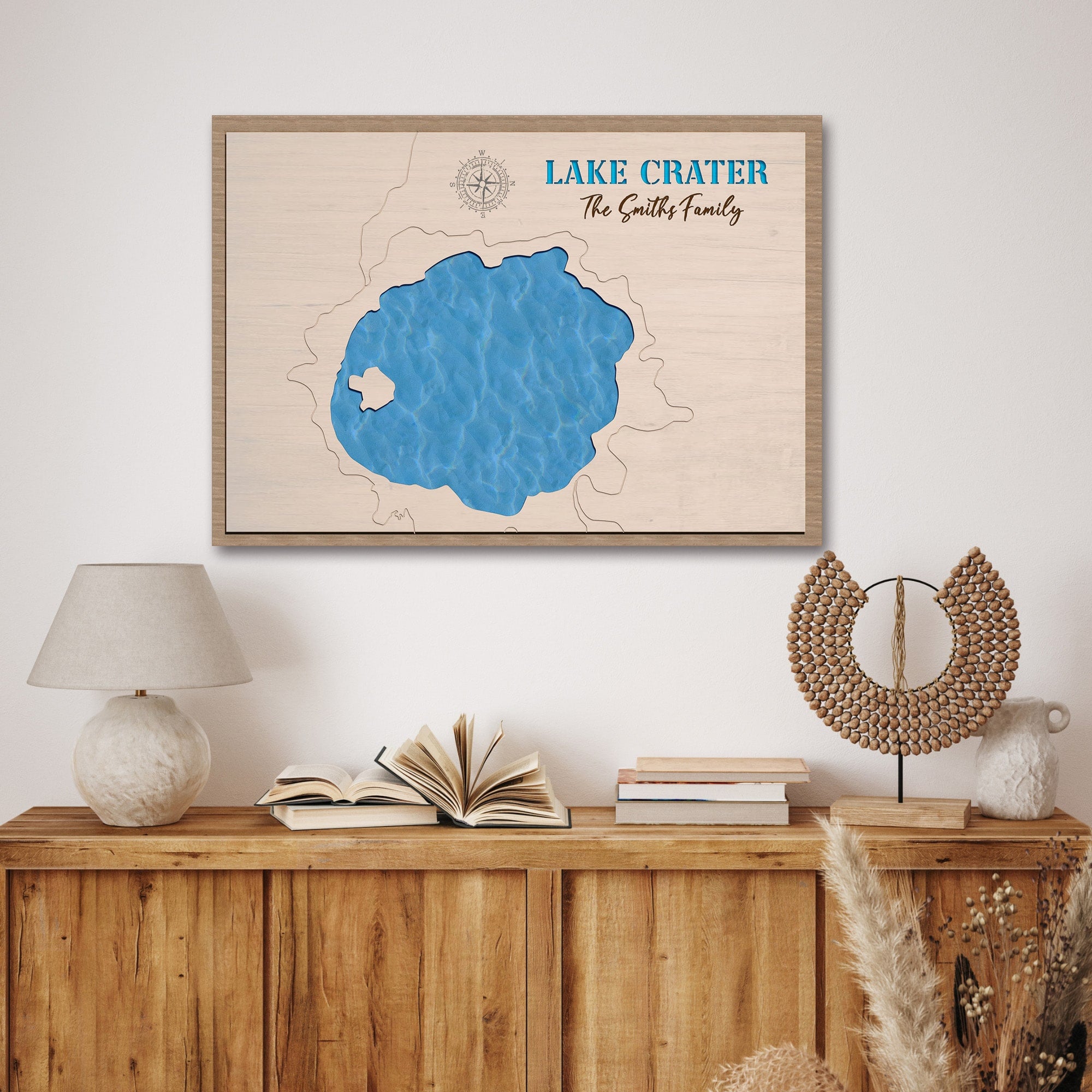 Handreamy Crater Lake wood map Epoxy resin art