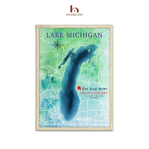 Custom Lake Map Art Painting & Our First Home Gift