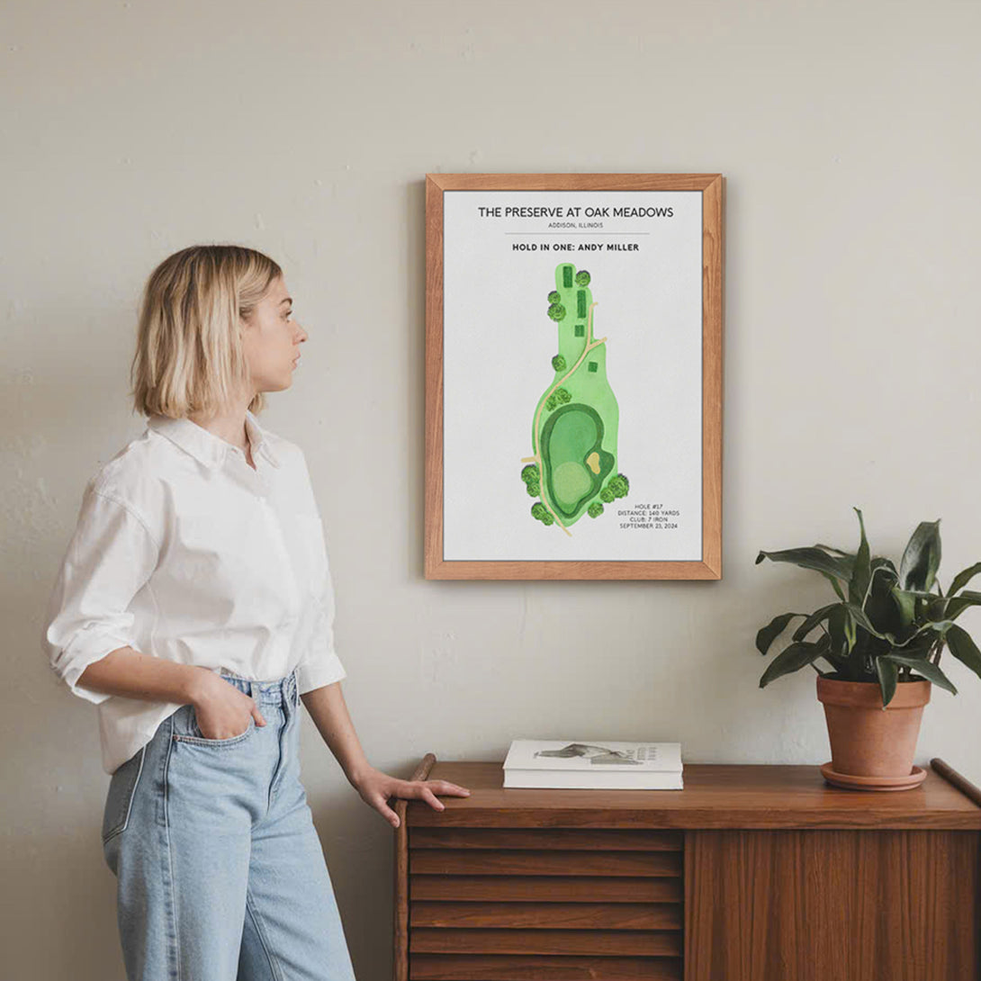 hole in one art, hole in one display, hole in one, golf art, golf painting