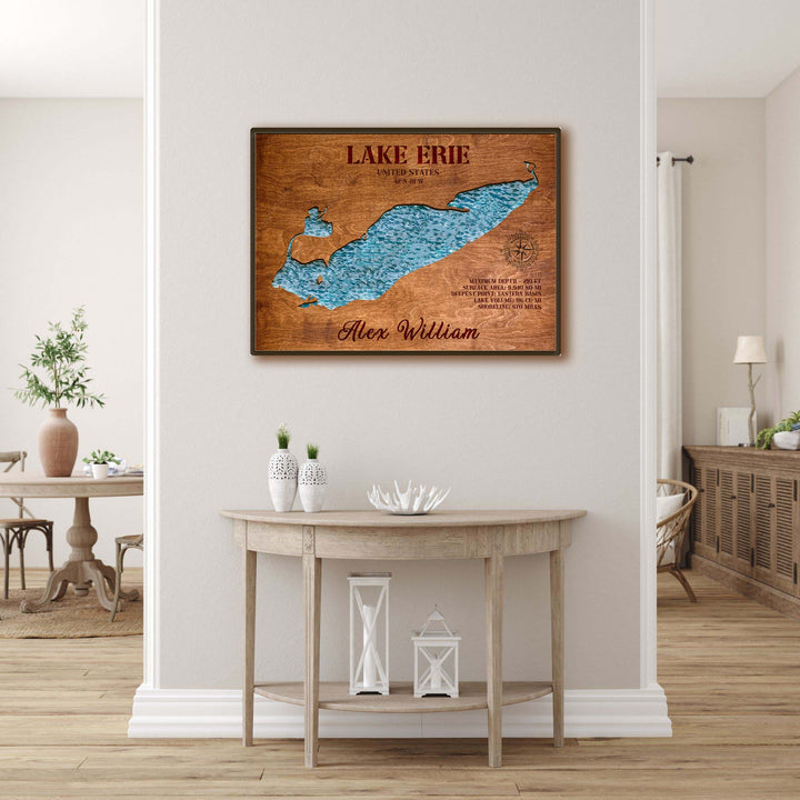 lake erie wooden map , lake erie map art, lake erie map, contour map of lake erie, lake erie topo map, lake erie art,  lake erie wall art