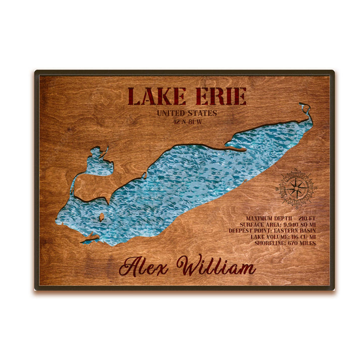 lake erie wooden map , lake erie map art,  lake erie art,  lake erie wall art