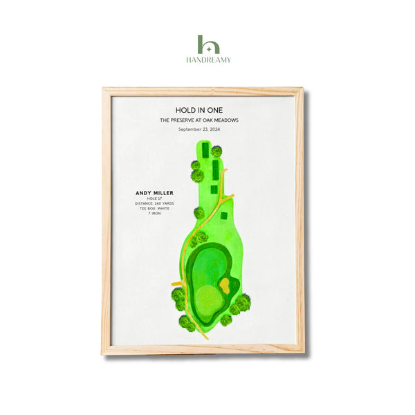 Custom Hole in One Art- Watercolor Handpainted Hole in One Display